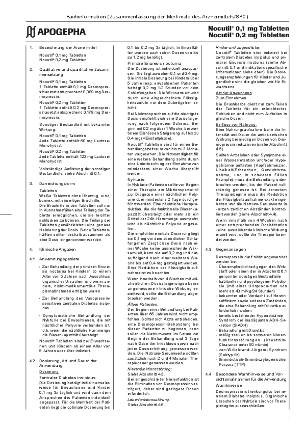 Preview image of a downloadable file Title page of the PDF file Technical information on Nocutil® Tablets