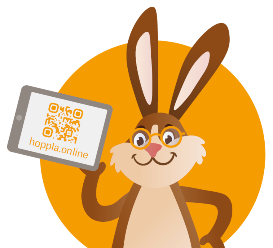 Hoppla-Hase mit QR-Code zur Hilfe bei Einnässen bei Kindern.